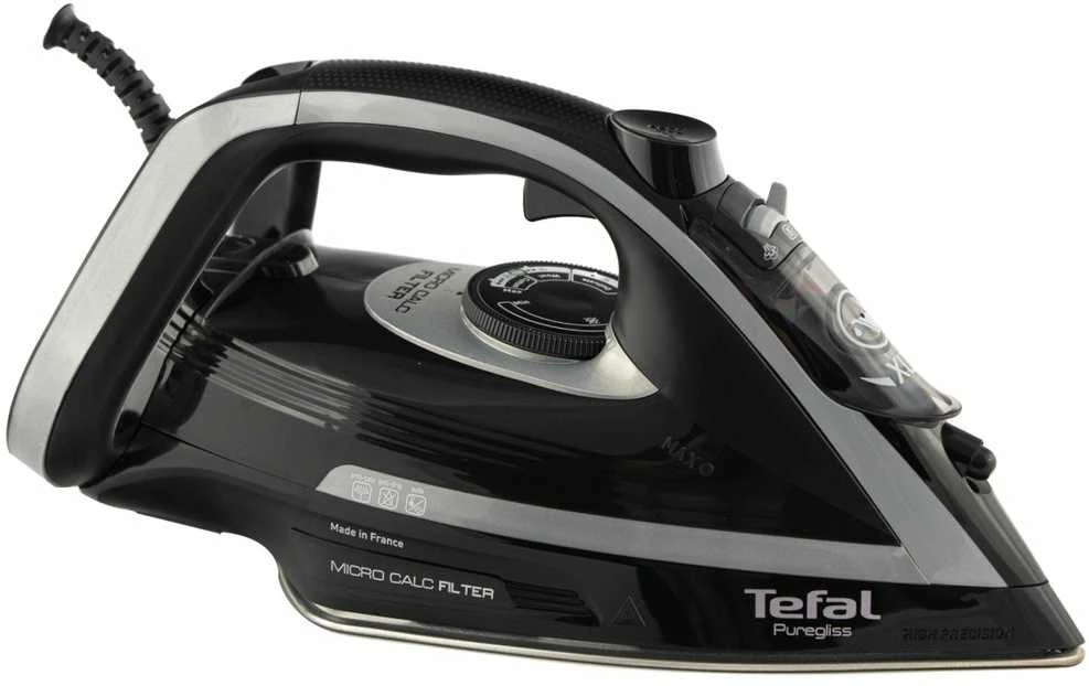TEFAL | FV8062 Puregliss | Garinis lygintuvas | 3000 W | Vandens bako talpa 0,27 ml | Nuolatiniai garai 50 g/min | Garų pliūpsnis 280 g/min | Juoda/pilka