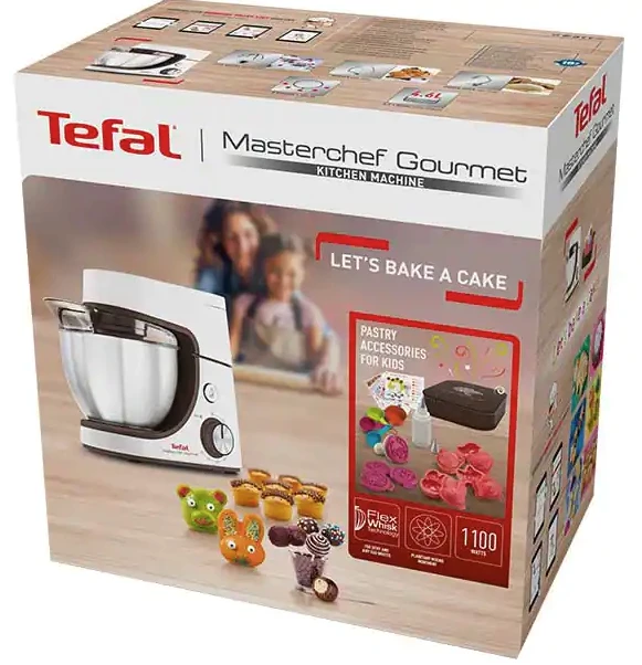 TEFAL | Masterchef Gourmet virtuvinis kombainas | QB51K138 | 1100 W | Greičių skaičius 8 | Bowl capacity 4.6 L | Baltas