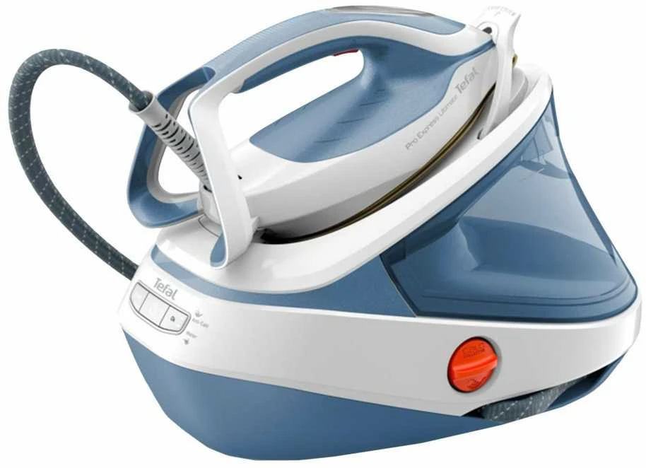 TEFAL | Steam Station Pro Express | GV9710E0 | 3000 W | 1,2 l | 7,6 baro | Automatinis išjungimas | Vertikali garų funkcija | Kalkių valymo funkcija | Baltas/Mėlyna