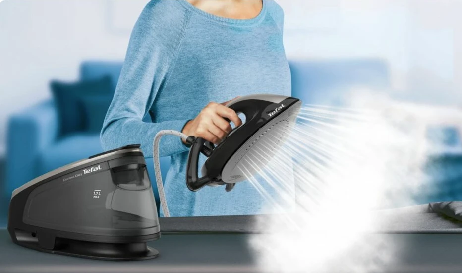TEFAL garo stotis | SV6140 Express Easy | 2200 W | 1,7 l | 6 barai | Automatinis išjungimas | Vertikali garų funkcija | Kalkių valymo funkcija | Juodas/Plienas Pilkas