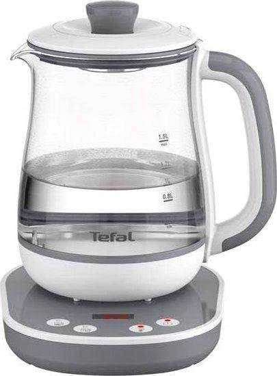 TEFAL BJ551B10 | Tea Virdulys | 1400 W | 1.5 L | Glass | 360° rotational base | Baltas/Pilkas
