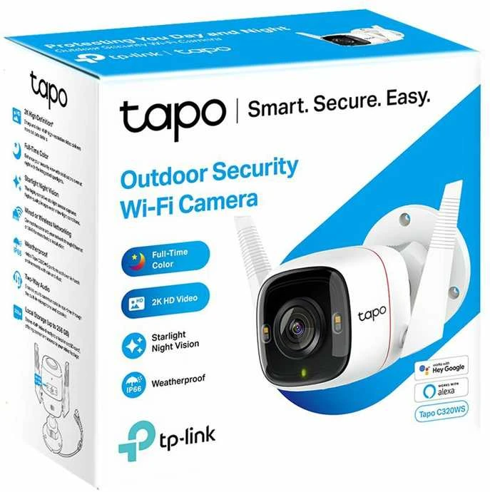 TP-Link Tapo C320WS lauko saugos Wi-Fi kamera | TP-LINK | Lauko apsaugos „Wi-Fi“ kamera | C320WS | Kulka | 4 MP | 3,89 mm | IP66 | H.264 | MicroSD