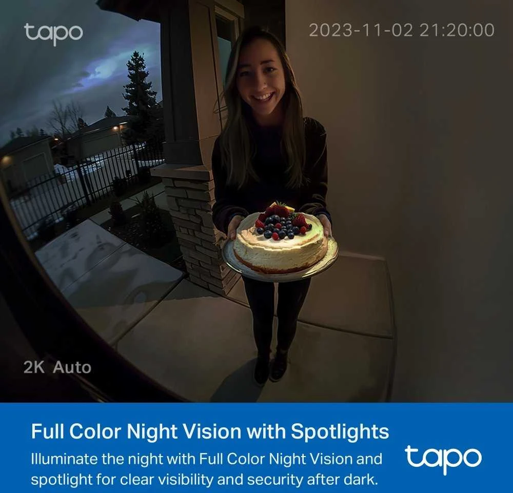 Orno TP-LINK | Video Doorbell Camera | Tapo D210 | 3 MP | 1.18mm/F1.8 | IP65 | H.264 | Micro SD, Max. 512
