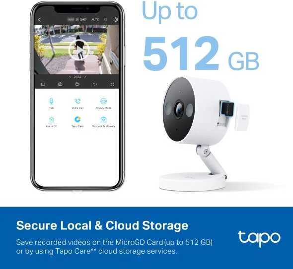 TP-LINK | Namų apsaugos kamera su „Wi-Fi“ | Tapo C120 | 24 mėn. | Kompaktiška | 4 MP | 3,17 mm | IP66 | H.264 | „MicroSD“ iki 512 GB