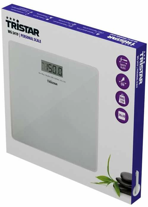 Tristar | Vonios svarstyklės | WG-2419 | Didžiausias svoris (keliamoji galia) 150 kg | Tikslumas 100 g | Baltas