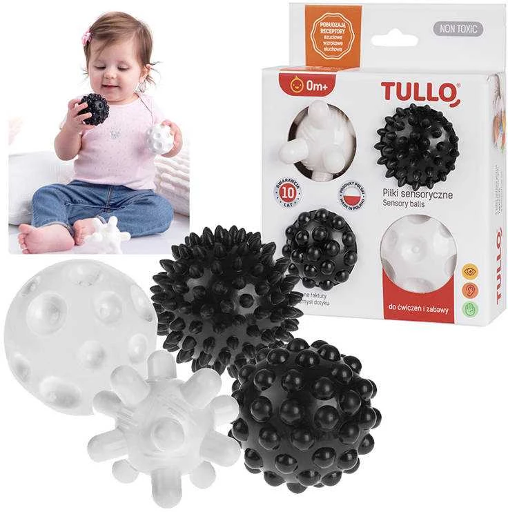 Kamuoliukai sensoriniam vystymui Tullo, juoda- balta, 4 vnt., 461