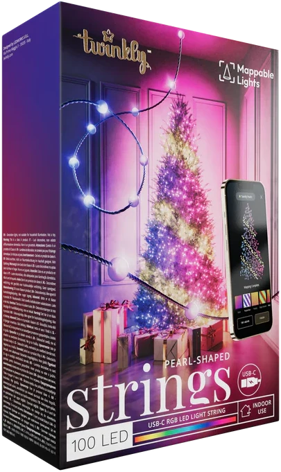 Kalėdinė girlianda Twinkly Candies 100 RGB LED USB- C, žalios spalvos laidas