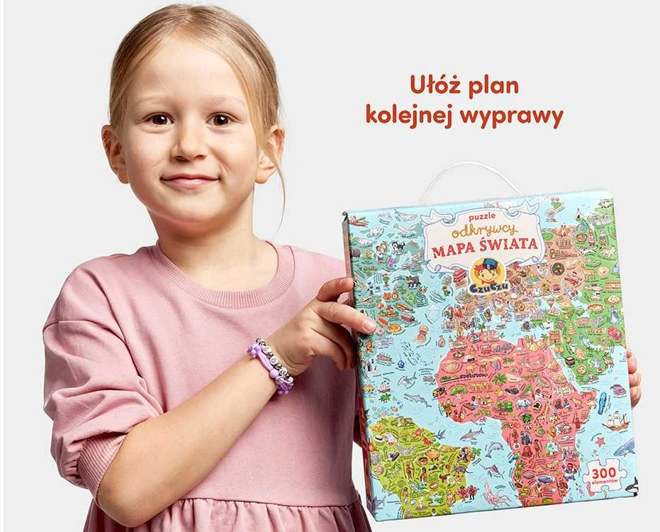 Dėlionė Czuczu Tyrinėtojo galvosūkių pasaulio žemėlapis 300 vienetų + mokomasis plakatas