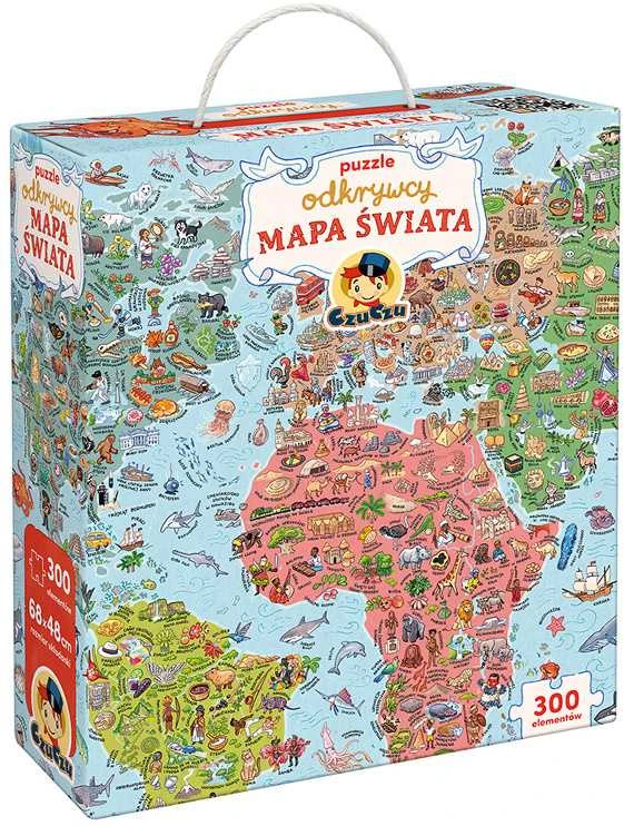 Dėlionė Czuczu Tyrinėtojo galvosūkių pasaulio žemėlapis 300 vienetų + mokomasis plakatas