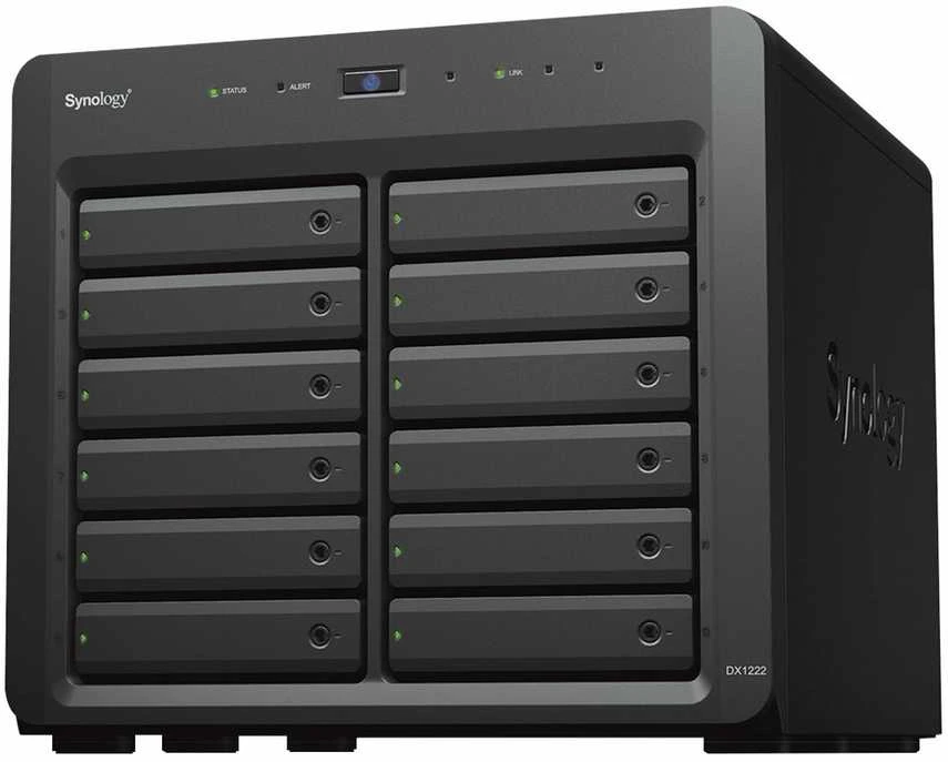 Serveris Synology Sinologija | Tower NAS išplėtimo blokas | DX1222 | Iki 12 HDD / SSD karšto pakeitimo (diskusiai neįskaičiuoti) | AC 100-240V, 50/60 Hz