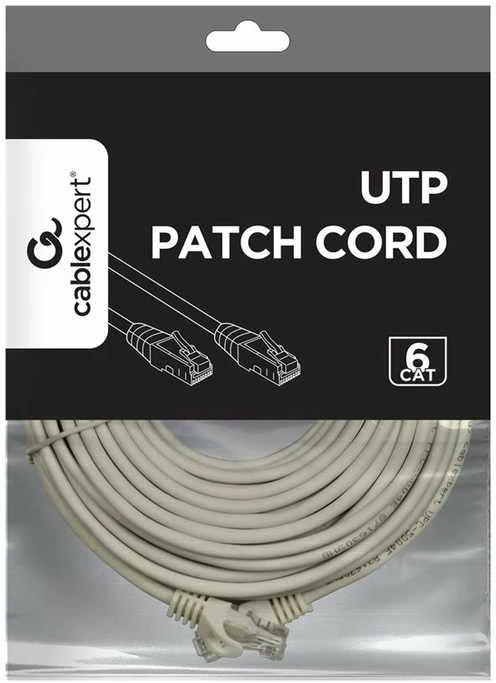 GEMBIRD PP6U-10M Grmbird UTP Cat6 Patch cord, pilka, 10 m
