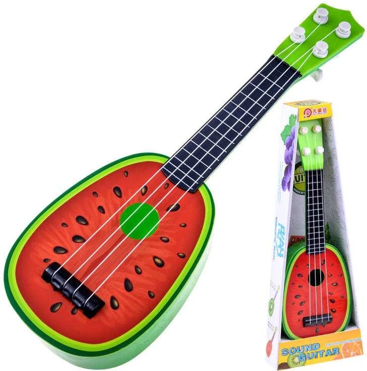 Jokomisiada vaisių gitara vaikams 37 cm IN0033 – Ukulele ARBŪZO STILIUS