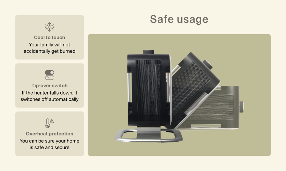 Mill | Compact PTC Fan Heater | CUS1800MECW | PTC Fan | 1800 W | Number of power levels 3 | Suitable for rooms iki 10-30 m² | Baltas