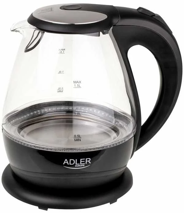 Adler | Virdulys | AD 1224 | Standard | 2000 W | 1.5 L | Glass | 360° rotational base | Juodas