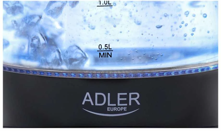 Adler | Virdulys | AD 1224 | Standard | 2000 W | 1.5 L | Glass | 360° rotational base | Juodas