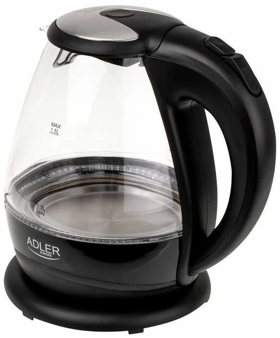 Adler | Virdulys | AD 1224 | Standard | 2000 W | 1.5 L | Glass | 360° rotational base | Juodas