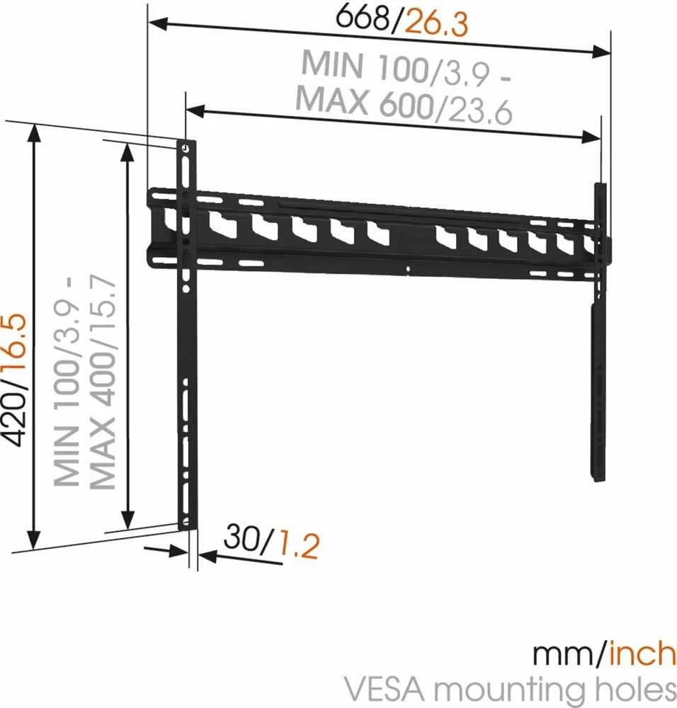 Vogels | Sieninis laikiklis | MA4000-A1 | Fiksuotas | 40-80 " | Maksimalus svoris (keliamoji galia) 80 kg | Juodas