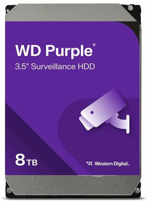 Kietasis diskas Western Digital HDD Video Surveillance WD Violetinė 8TB CMR, 3.5'', 256MB, 5640 RPM, SATA, TBW: 180