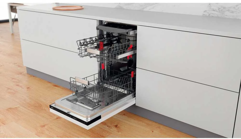 WHIRLPOOL Indaplovė WSIP4O33PFE, D energijos klasė (senas A+++), 45 cm, Powerclean PRO, Trečias krepšelis, 9 programos
