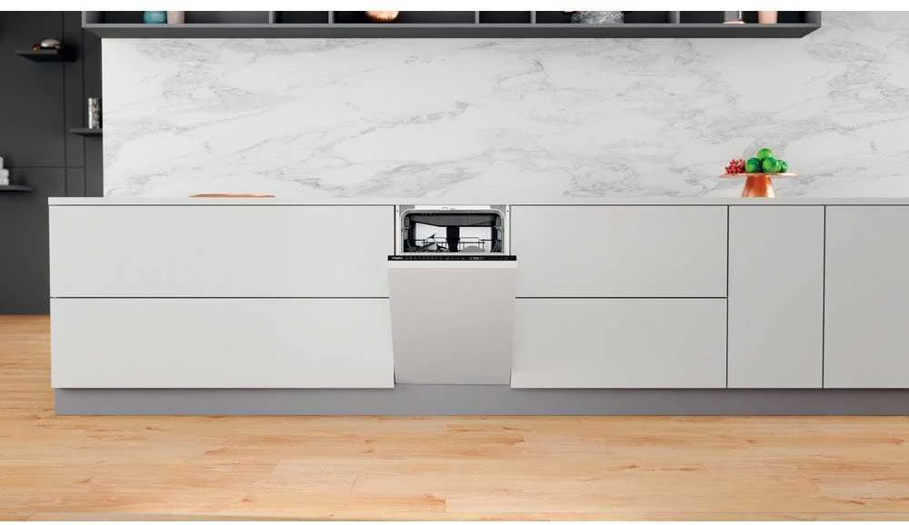 WHIRLPOOL Indaplovė WSIP4O33PFE, D energijos klasė (senas A+++), 45 cm, Powerclean PRO, Trečias krepšelis, 9 programos