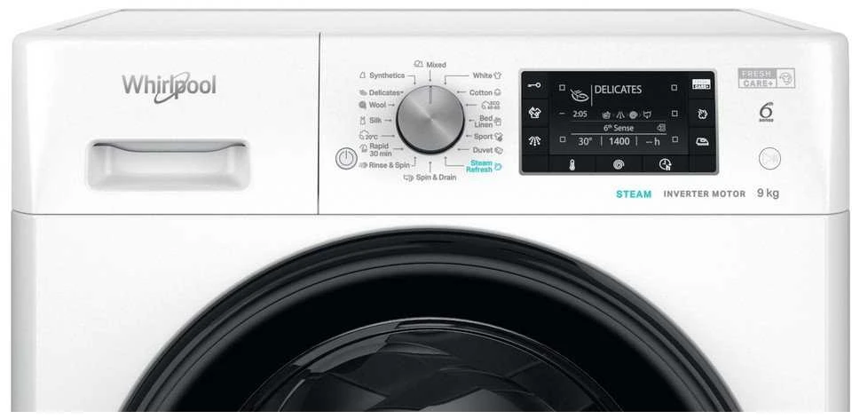 WHIRLPOOL Skalbimo mašina FFD 9489 BV EE, 9kg, 1400 rpm, Energy class A, Gylis 63 cm, Inverter motor, Juodas doors
