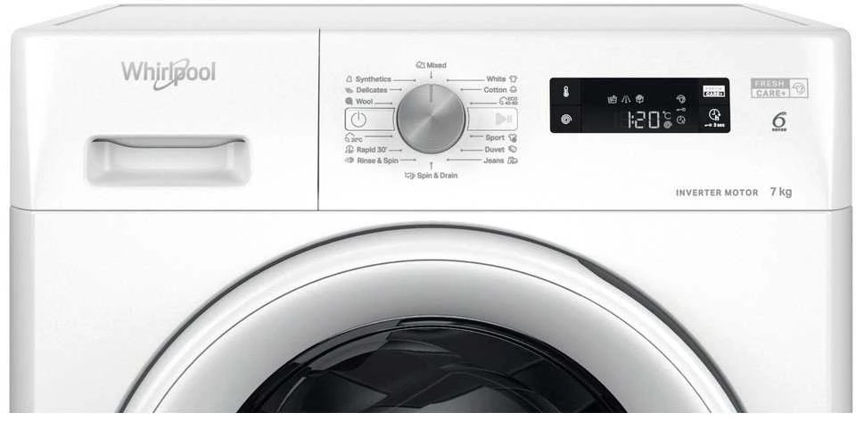Whirlpool | Skalbimo mašina | FFS 7469 W EE | Energy efficiency class A | Front loading | Skalbimo talpa 7kg | 1400 RPM | Gylis 57.5 cm | Plotis 59.5 cm | Ekranas | LED | Baltas