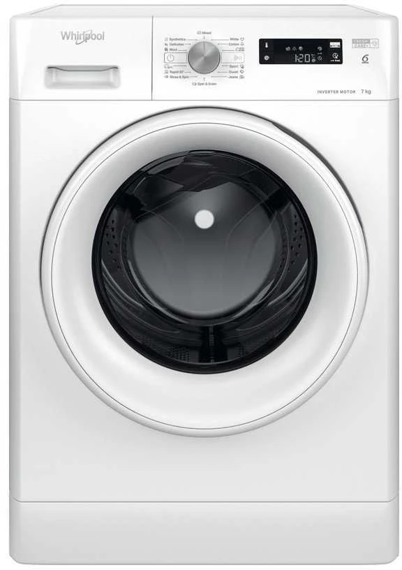 Whirlpool | Skalbimo mašina | FFS 7469 W EE | Energy efficiency class A | Front loading | Skalbimo talpa 7kg | 1400 RPM | Gylis 57.5 cm | Plotis 59.5 cm | Ekranas | LED | Baltas