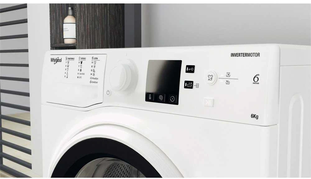 WHIRLPOOL Skalbimo mašina WRBSS 6249 W EU, 6kg, 1200 rpm, Energy class C, Gylis 42.5 cm, Inverter motor