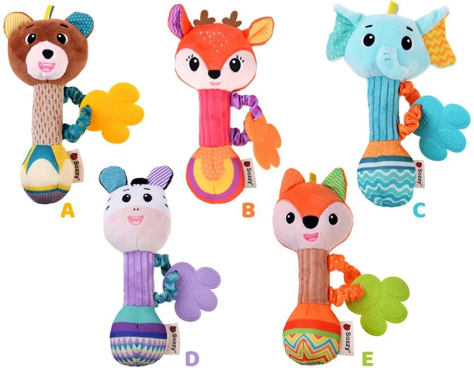 Jokomisiada Charmant Rattle Teether Plush Toy Deer for a Child ZA5771