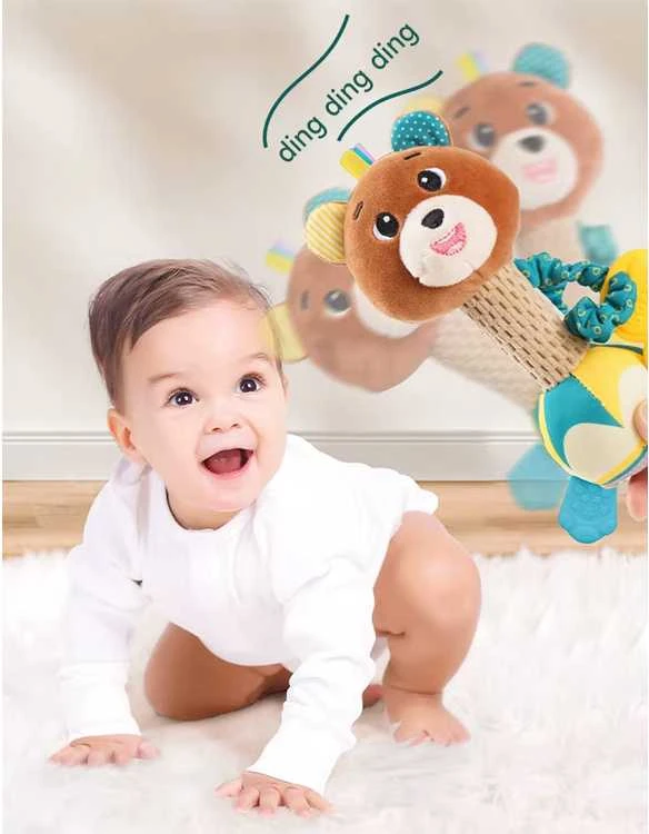 Jokomisiada Charmant Rattle Teether Plush Toy Deer for a Child ZA5771