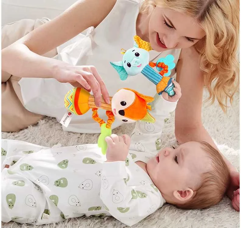 Jokomisiada Charmant Rattle Teether Plush Toy Deer for a Child ZA5771