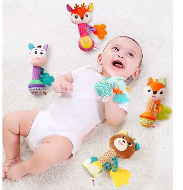 Jokomisiada Charmant Rattle Teether Plush Toy Deer for a Child ZA5771