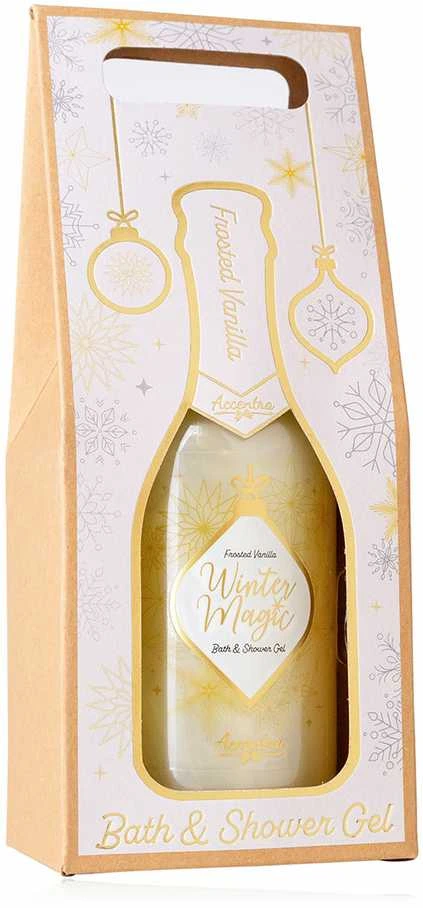Accentra Vonios ir dušo želė WINTER MAGIC 180 ml butelyje su dovanų dėžute (šampano stilius)