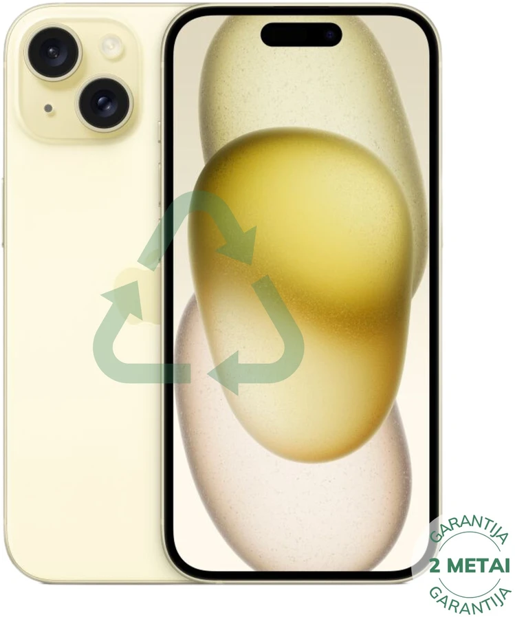 Apple Atnaujintas iPhone 15 Geltona 128GB (būklė kaip naujas)