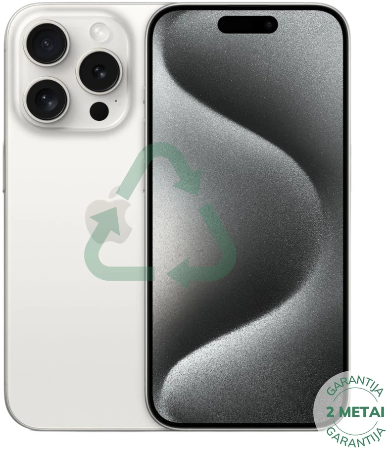 Apple Atnaujintas iPhone 15 Pro Baltas Titanium 128GB (būklė kaip naujas)