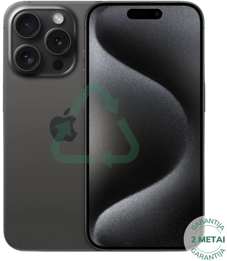 Apple Atnaujintas iPhone 15 Pro Juodas Titanium 128GB (būklė kaip naujas)
