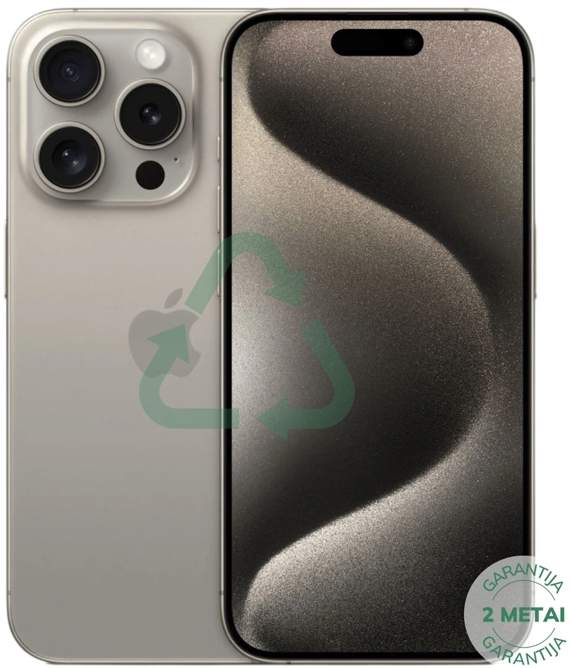 Apple Atnaujintas iPhone 15 Pro Max Natural Titanium 256GB (būklė kaip naujas)