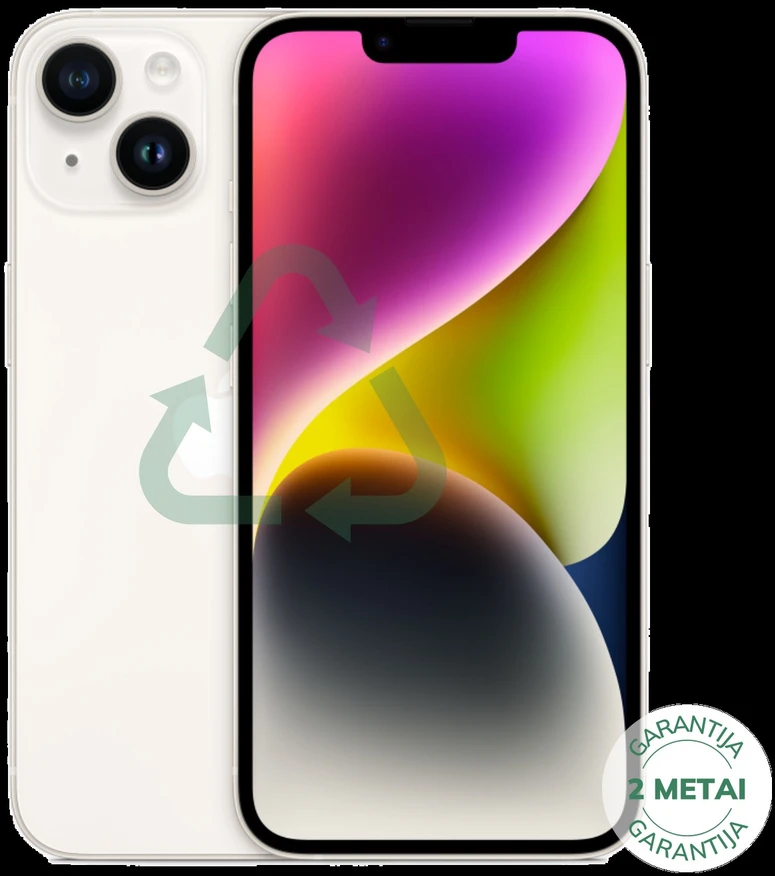 Apple Atnaujintas iPhone 14 Starlight 128GB (būklė kaip naujas)