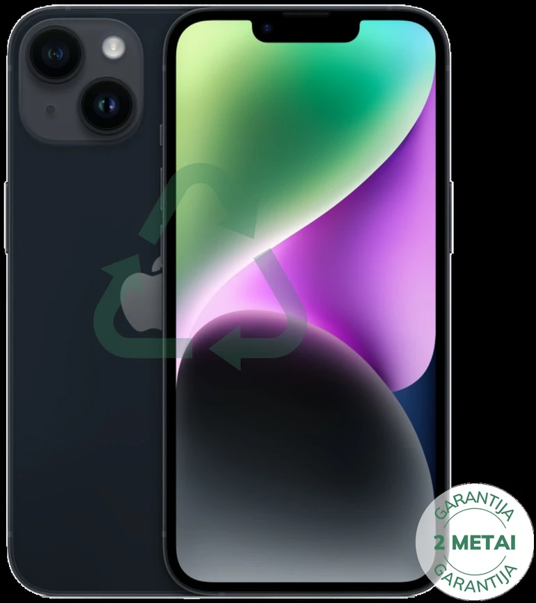 Apple Atnaujintas iPhone 14 Midnight 256GB (būklė kaip naujas)