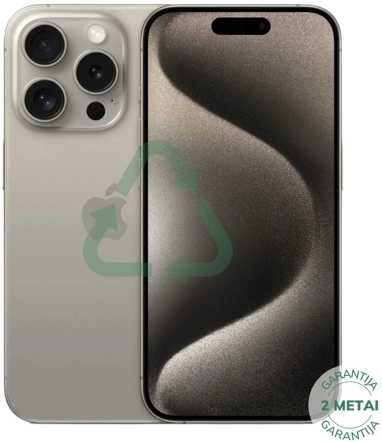 Apple Atnaujintas iPhone 15 Pro Natural Titanium 512GB (būklė kaip naujas)