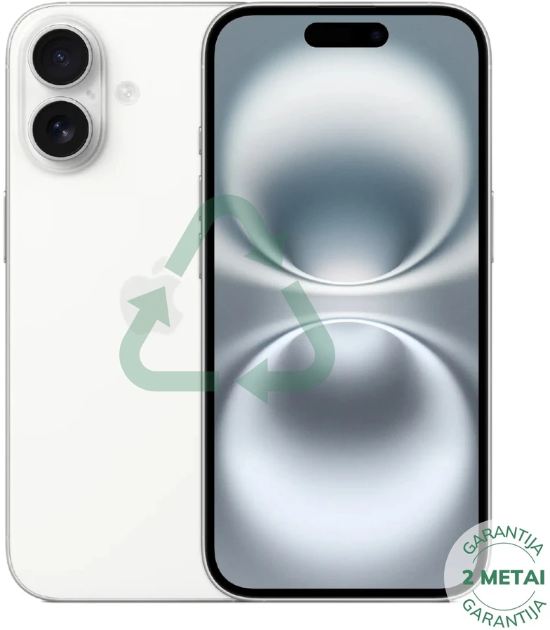 Apple Atnaujintas iPhone 16 Baltas 128GB (būklė kaip naujas)
