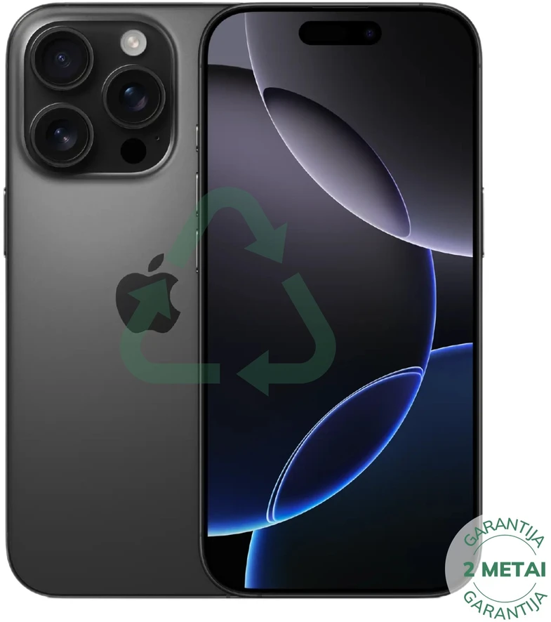 Apple Atnaujintas iPhone 16 Pro Juodas Titanium 512GB (būklė kaip naujas)