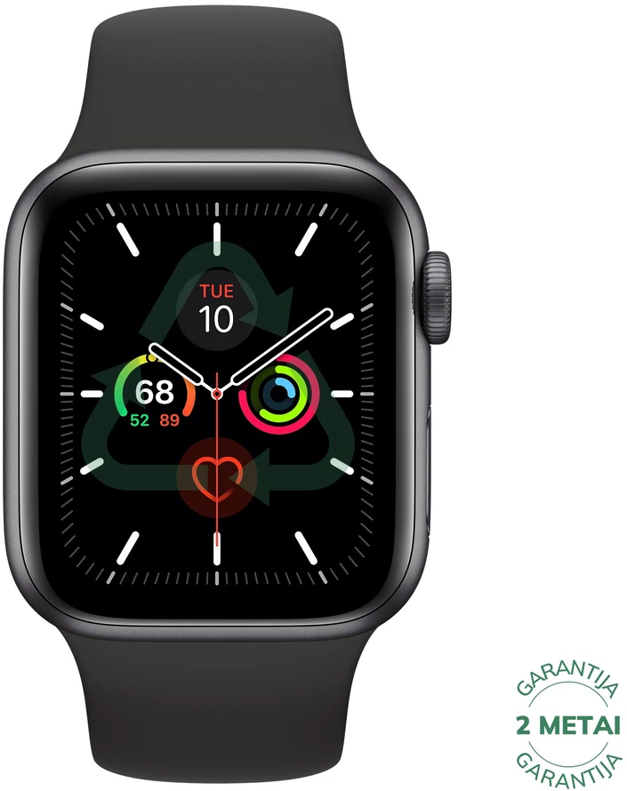 Atnaujintas Apple Watch Series 5 44mm Aliuminio GPS / Space Gray (būklė kaip naujas)