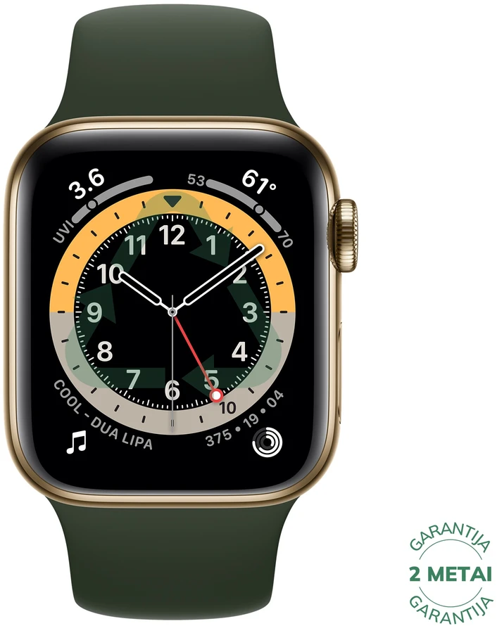 Atnaujintas Apple Watch Series 6 40mm Nerūdijantis plienas GPS+Cellular / Gold (būklė kaip naujas)