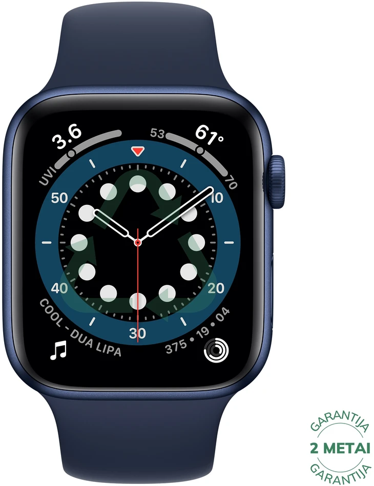 Atnaujintas Apple Watch Series 6 44mm Aliuminio GPS / Mėlyna (būklė kaip naujas)