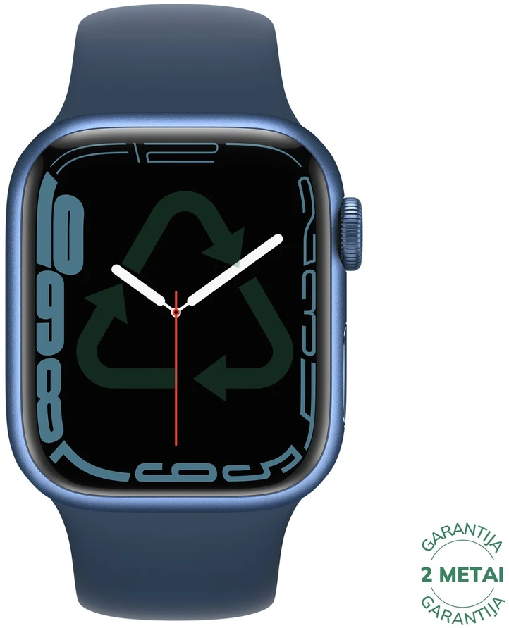 Atnaujintas Apple Watch Series 7 41mm Aliuminio GPS / Mėlyna (būklė kaip naujas)