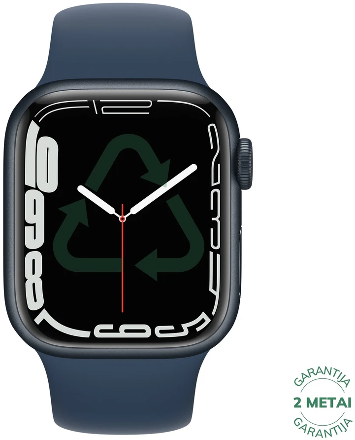 Atnaujintas Apple Watch Series 7 41mm Aliuminio GPS / Midnight (būklė kaip naujas)