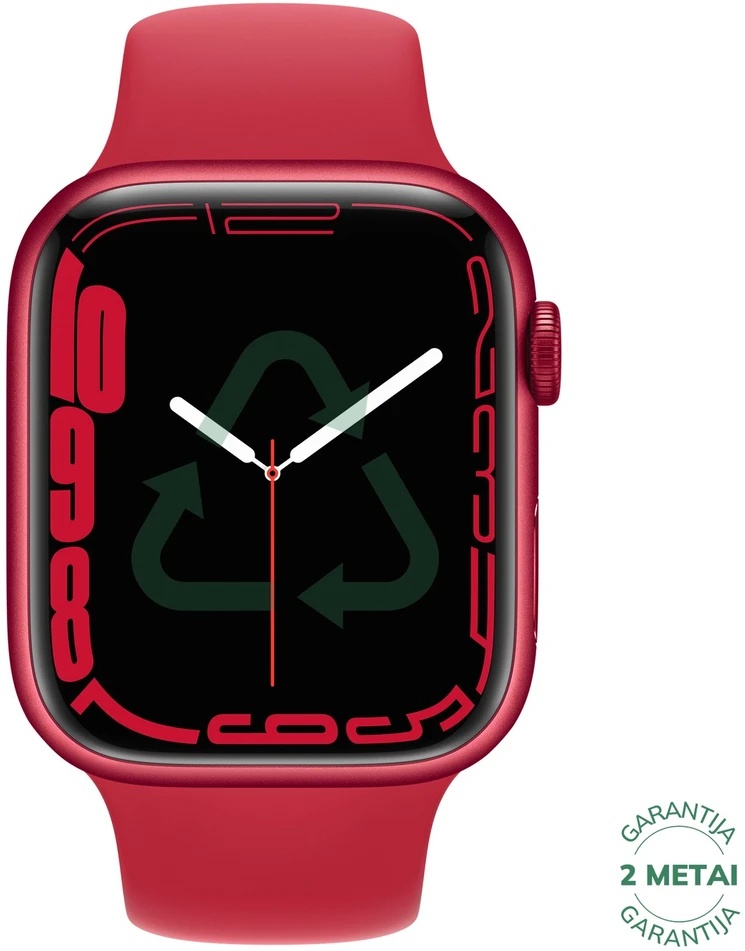 Atnaujintas Apple Watch Series 7 45mm Aliuminio GPS / Raudona (būklė kaip naujas)