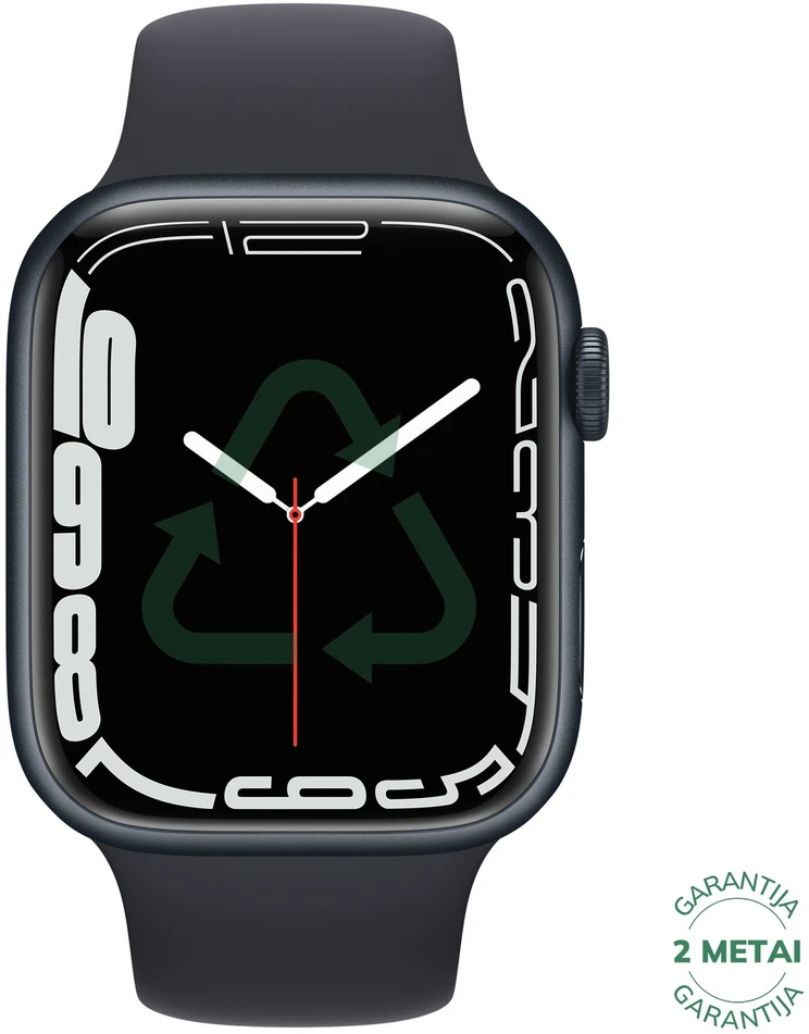 Atnaujintas Apple Watch Series 7 45mm Aliuminio GPS+Cellular / Midnight (būklė kaip naujas)
