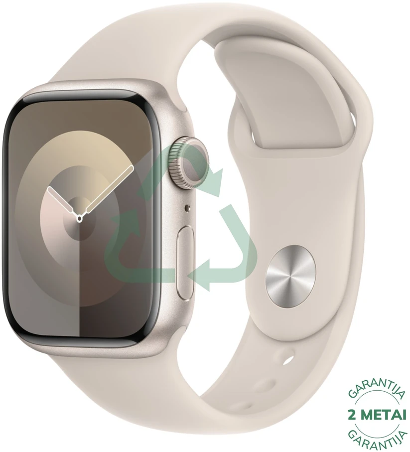 Atnaujintas Apple Watch Series 9 41mm GPS Aluminum / Starlight (būklė kaip naujas)
